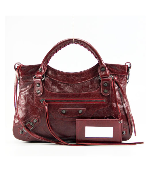 Balenciaga Motorcycle City Mini Bag Vino Rosso Bronzo chiodo in pelle